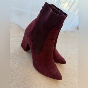 Steve Madden Suede Burgundy Stretchy Ankle Boots